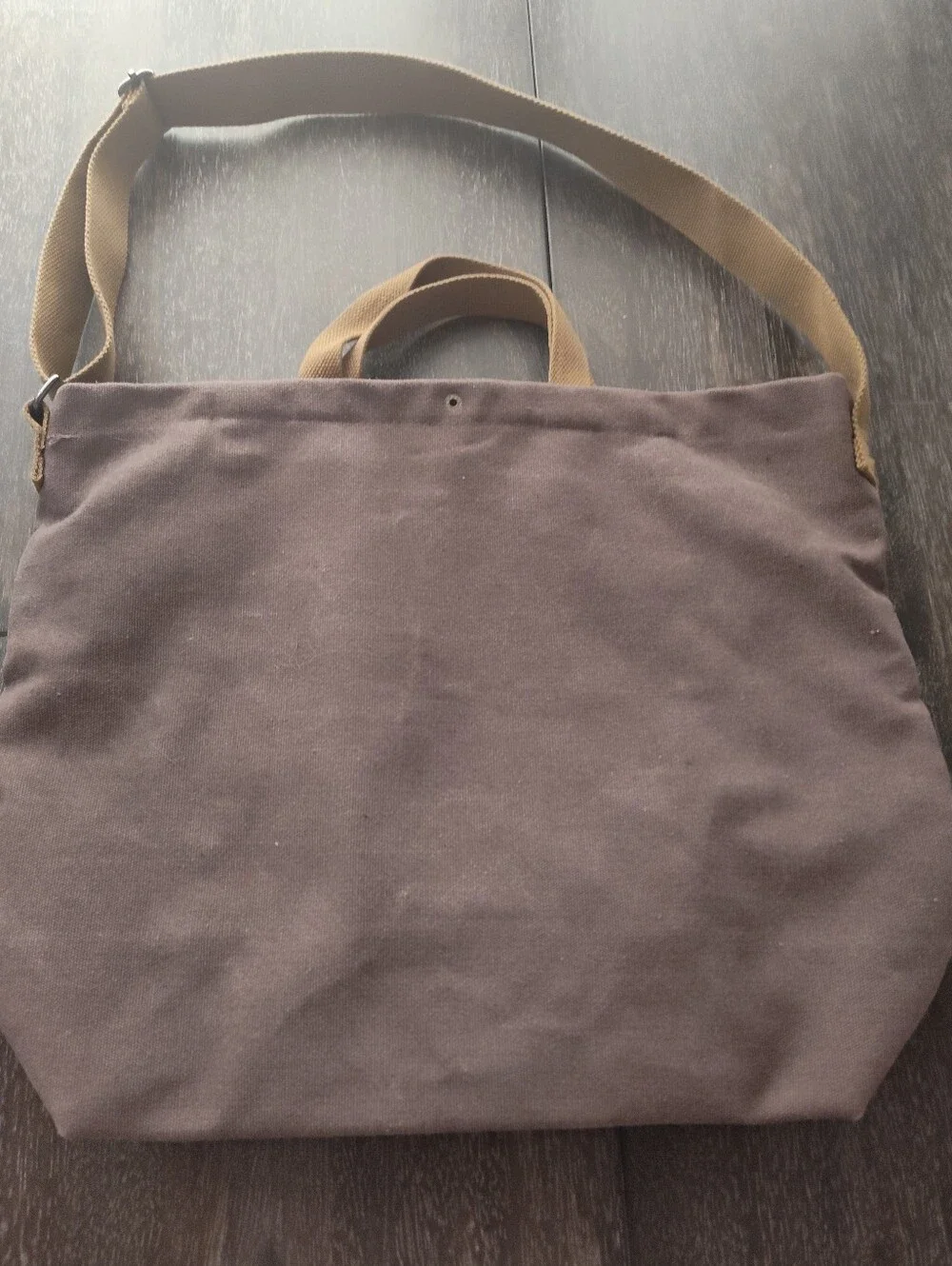 Inside Out Brown Canvas Messenger Bag with Adjustable Strap